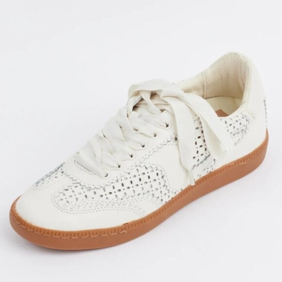 Dolce Vita Notice Eyelet Perf Sneakers White Leather - Picture 2 of 9